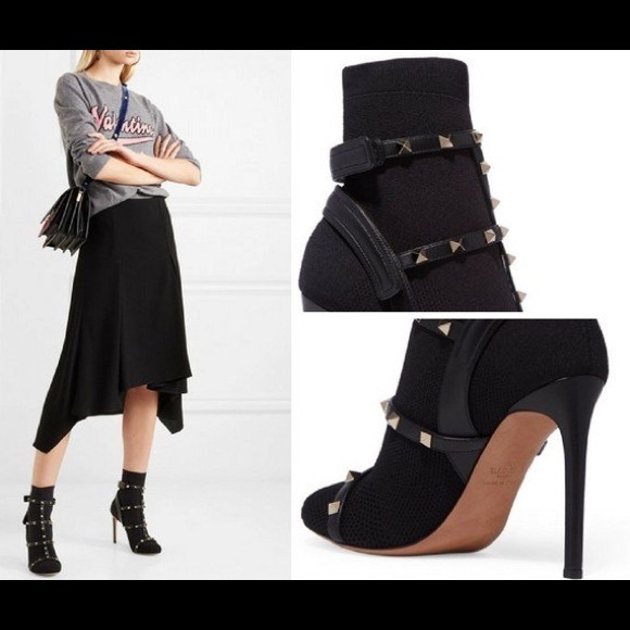 Valentino Black Rockstud Sock Boots - Picture 5 of 5
